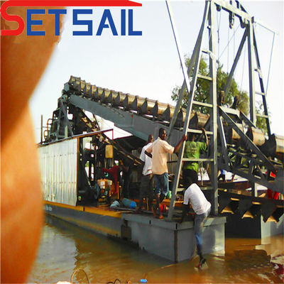 Chain Bucket River Sand Mining Dredging Ship mit 4kw X 3-10kw X3 Migrationsgerät