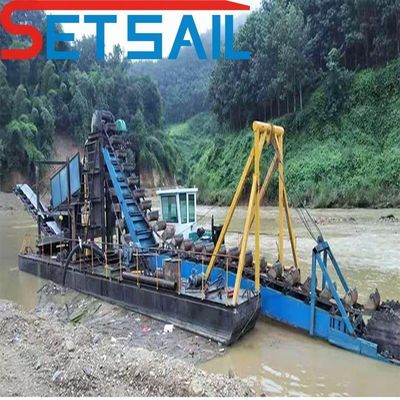 Geflügelt 0,6 m-1,2 m Eimerketten-Typ Gold- und Diamantbagger für den Fluss QHCBD-32