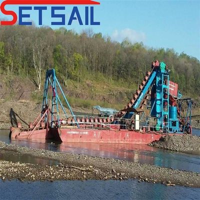 Fluss-Goldfördermaschinen mit Gesamtlänge 24 m-38 m und Eimerkapazität 0,035-0,08 m3