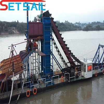 75kw-500kw Cumins Hochkapazität Fluss Eimerketten Bagger für Gold- und Diamantenbergbau