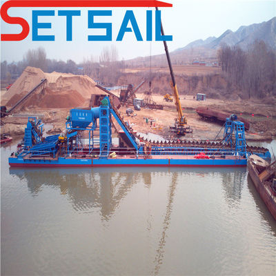 Set Sail Bucket Chain Gold Dredger im Fluss mit Jigging-Ausrüstung und Rückgabepolitik verwendet