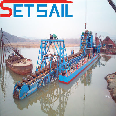 Set Sail Bucket Chain Gold Dredger im Fluss mit Jigging-Ausrüstung und Rückgabepolitik verwendet