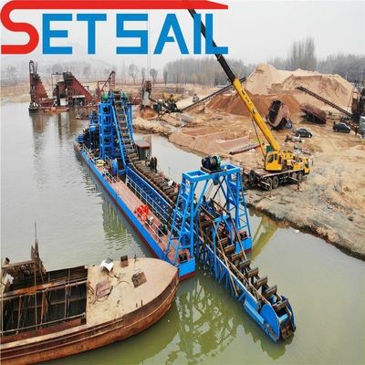 Set Sail Bucket Chain Gold Dredger im Fluss mit Jigging-Ausrüstung und Rückgabepolitik verwendet