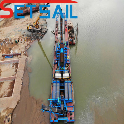 Sanddredger mit Kettenbehälter für Flusssand und Gold