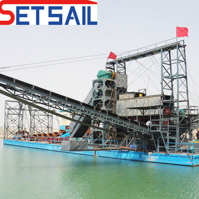 Chain Bucket Gold- und Diamantenbergbaubot mit Anker Gesamtlänge 38 Meter Lagerstätte