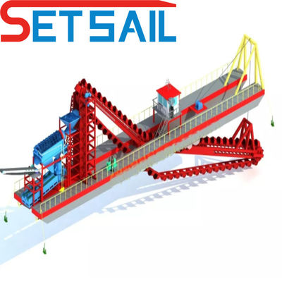 Chain Bucket River Sand Gold Dredger für Diamanten nach Gesamtbrennstoffverbrauch 14L-39L