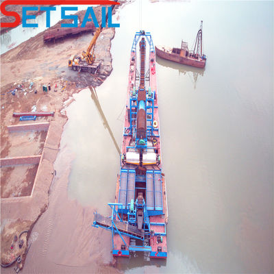 Chain Bucket River Sand Gold-Dredge mit Heberwinde und Rumpf Größe 23m-49m