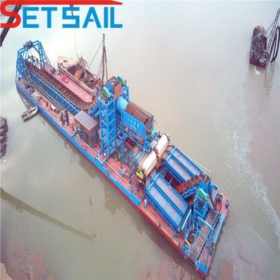 Chain Bucket River Sand Gold-Dredge mit Heberwinde und Rumpf Größe 23m-49m