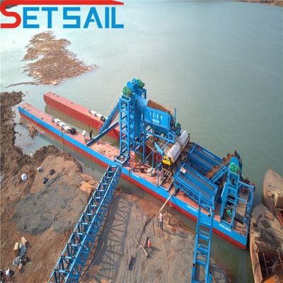 Chain Bucket River Sand Gold-Dredge mit Heberwinde und Rumpf Größe 23m-49m