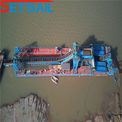 Chain Bucket River Sand Gold-Dredge mit Heberwinde und Rumpf Größe 23m-49m