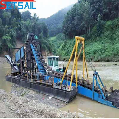 3800.00cm * 500.00cm * 200.00cm Fluss-Mining Gold Schiff mit Lake Diamond Jigging