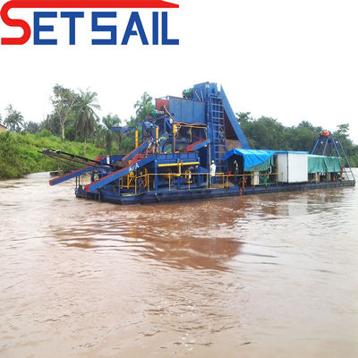 Chain Bucket River Gold- und Diamantenbergbauschiff mit Hubmotorleistung 7,5 kW-100 kW