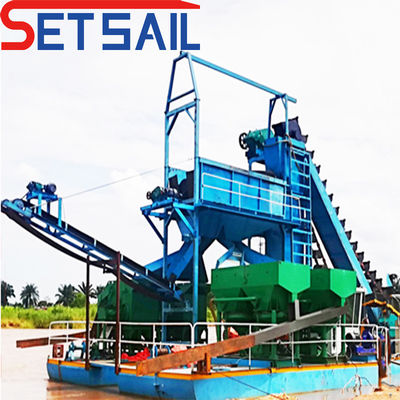 Chain Bucket River Gold- und Diamantenbergbaudräger mit 5,5 kW-20 kW Durm Screen Power