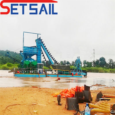 Chain Bucket River Gold- und Diamantenbergbaudräger mit 5,5 kW-20 kW Durm Screen Power