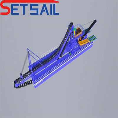 Chain Bucket River Mining Dredger für Sand Gold 7,5 kW-100 kW Hebemotorleistung